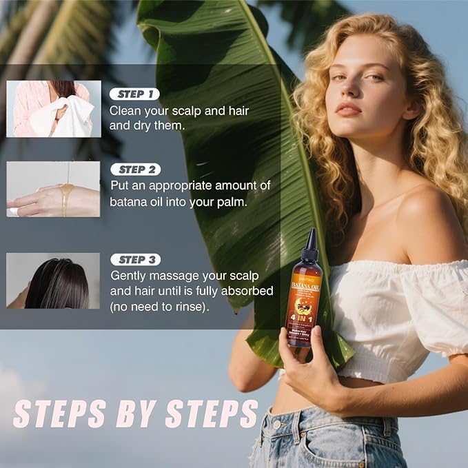 Batana Oil for Hair Growth, 4-In-1 Batana Oil,Pumpkin Seed,Rosemary, and Castor,Nourishes hair for Men Women 2pcs