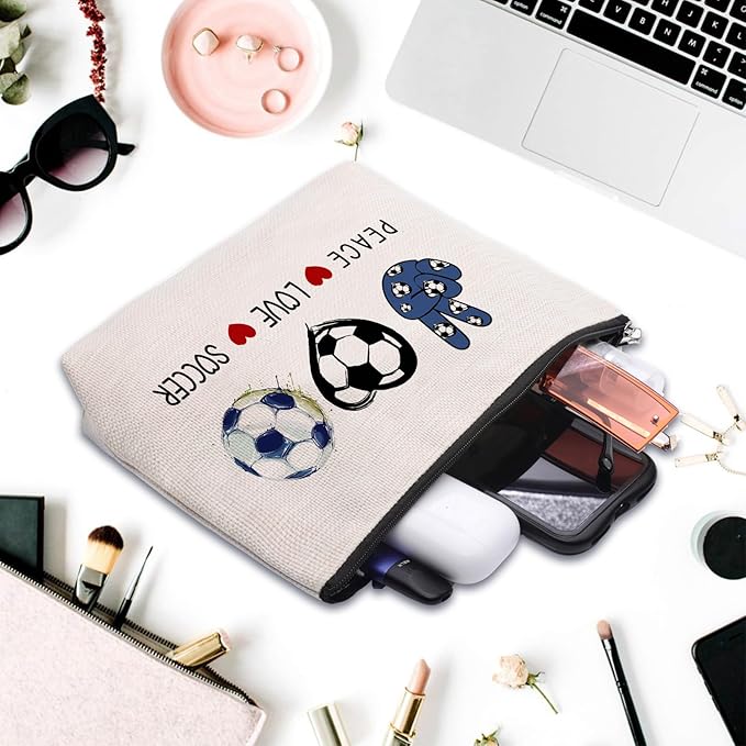 Soccer Cosmetic Bag for Women - Coach & Team Gifts for Soccer Lovers & Fans