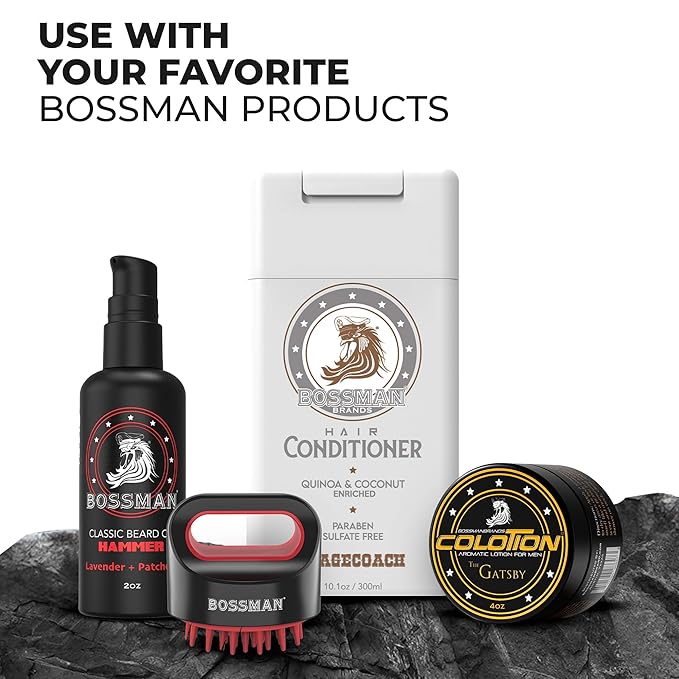 Bossman Moisturizing Hair Conditioner for Men – Stimulates, Hydrates, Soothes Men's Hair and Scalp – Natural Quinoa & Coconut Enriched - Paraben & Sulfate Free (Stagecoach Scent)
