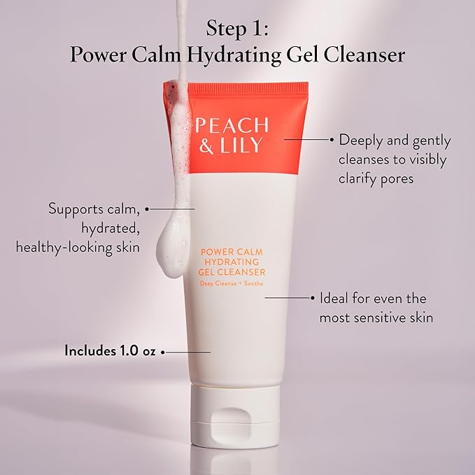 Peach & Lily - Glass Skin Discovery Kit (4 Products) - 1 Cleanser, 1 Essence, 1 Serum & 1 Cream - Skin Care Set - Acne Routine - Travel Essentials - Self Care - Vegan & Cruelty Free - Korean Beauty