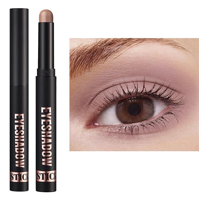 Nude Eyeshadow Stick, Matte Cream Eyeshadow Pencil Makeup, High Pigmented Crease-proof Eye Shadow Brightener Stick, Hypoallergenic Waterproof Long Lasting eye Highlighter stick(19# Light Taupe)