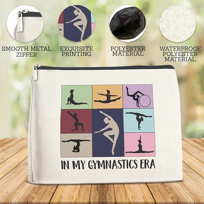Gymnastics Gifts Makeup Bag, Gymnast Team Graduation Gift for Women Girls Thank You Appreciation Gifts for Gymnastics Coach Friend Coworker Gymnastic Stuff Accessories Cosmetic Travel Bag for Purse