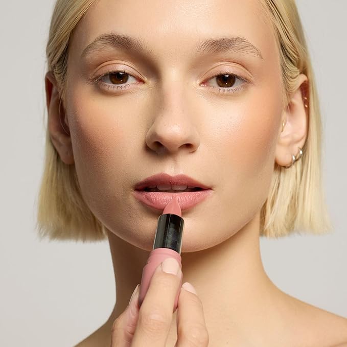 pūrlisse Velvet Crush Long Lasting Lipstick - Matte Finish Hydrating Lipstick - Enriched with Bakuchiol, Mango Seed & Shea Butter to Soften & Smooth Lips - Pinky Nude (0.12 oz)