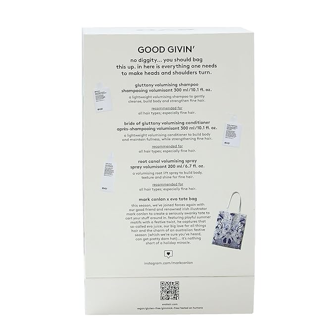 Evo Good Givin' Gift Set Volume Limited Edition Hair Care Gift Set Full Size Gluttony volumizing Shampoo, Bride of Gluttony volumizing Conditioner & Free Root Canal volumizing Spray