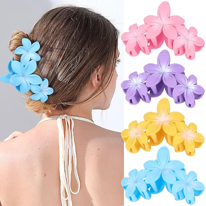 Ondder 4 Pcs Matte Large Claw Clips for Women & Girls - Non-Slip Strong Hold for Thick Hair, 4.5 Inch Big Jaw Clips