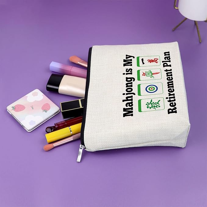 Sazuwu Mahjong Lover Retirement Gifts for Her Cosmetic Travel Pouch Birthday for Mom, Grandma, Aunt