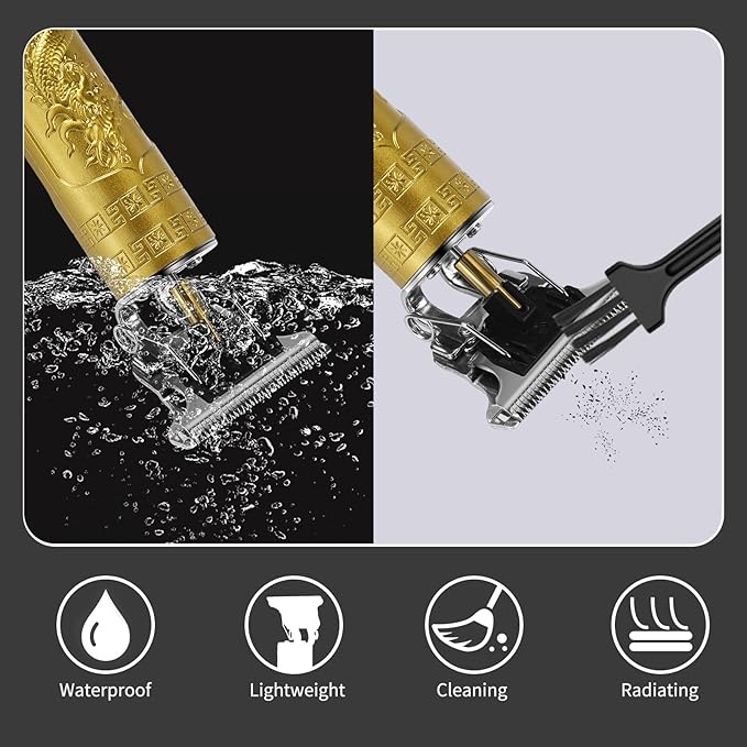 LQTⓇ Professional Beard Trimmer for Men, Rechargeable Hair Trimmer, Hair Clipper for for Hair Cutting, Cordless Electric Razor Shavers, Mens Gifts (Gold)