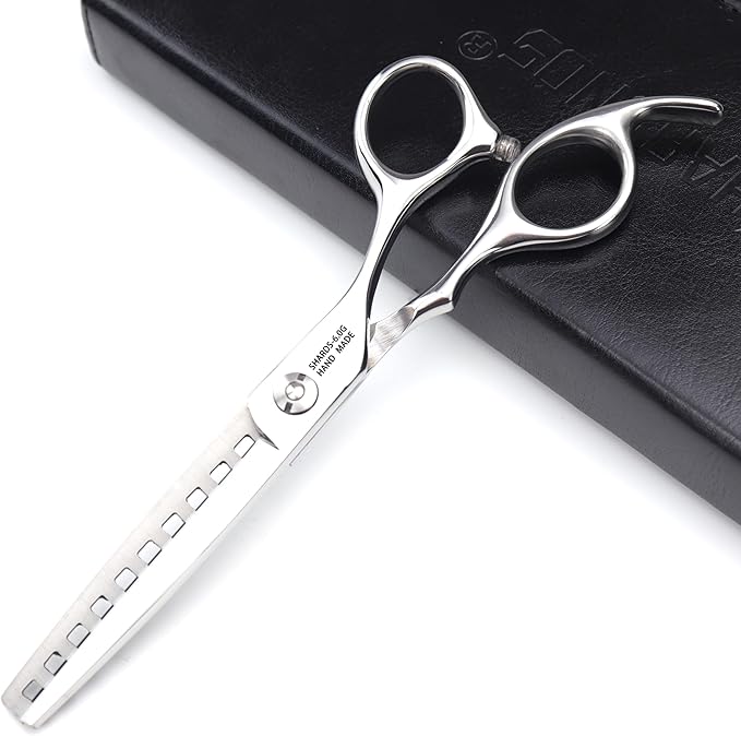 SHARENDS 6/6.5 inch Professional Hair Scissors - Barber Scissors - Stainless Steel - Silver - Modern Style - Right Hand - 6 Inch Teeth-A