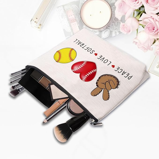 Softball Cosmetic Bag for Women, Birthday Gifts for Softball Lovers, Coach & Team