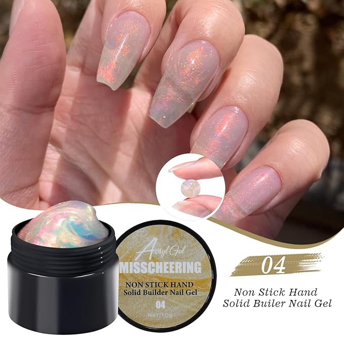 Solid Builder Gel for Nails,3 colors Aurora Non-Sticky Hand Sculpting Gel For Nail Art,Super Strong Long Lasting Adhesive for Press on and Acrylic Nails, 3D Sculpting for DIY Home and Salon Use