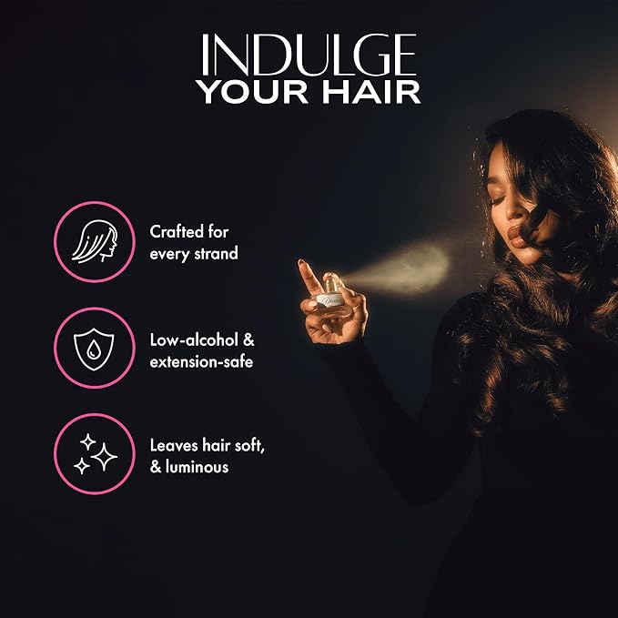 D'Cheveux Hair Perfume Mist for all hair types. Long- lasting fragrance with Jasmine, vanilla, coconut & caramel scent. Infused with Argan Oil for hydration, nourishment & shine Luxury perfume, 50ml