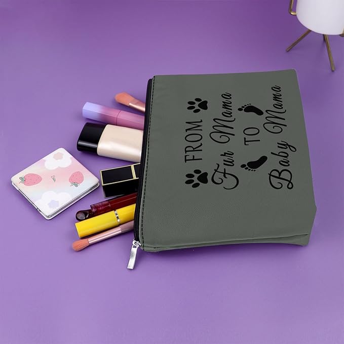 Sazuwu Mom to Be Gifts First Time Gray Makeup Bag Baby Reveal Gifts for Mom Pregnancy Announcement Gift Cosmetic Bag New Mommy Gifts for Women After Birth Birthday Christmas Mother's Day Gifts