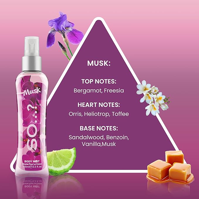 So...? Musk Body Mist for Women - 3.5 oz Body Mist - Pack of 3