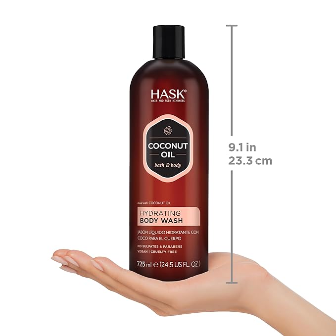 HASK Coconut Oil Nourishing Body Wash | Hydrates & Softens Skin, Vegan, pH-Balanced, Free of Sulfates, Parabens, Gluten, & Cruelty-Free