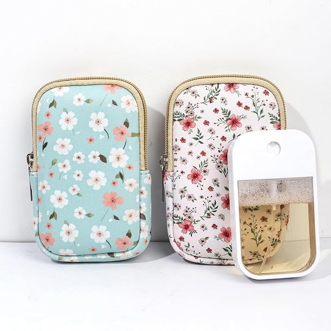 COOKOOKY 2 Pack Hand Sanitizer Spray Case Compatible with Touchland, Hand Sanitizer Holder, Mini Zippered Pouch, Small Makeup Bag for Women Friends Girls Gifts Idea