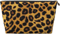 Womens Leather Makeup Bag Cosmetic Bag Travel Toiletry Bags Make Up Bags for Women Adult (Leopard Pattern)