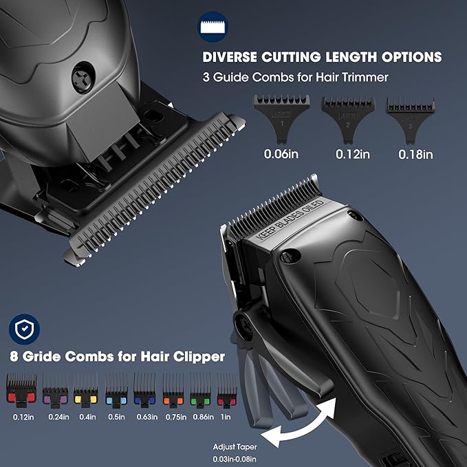 Karrte Professional Hair Clippers and Trimmer Set, 3 in 1 Hair Clippers for Men, Pro Clipper, T-Shaper Trimmer & Foil Shaver, Cordless Clippers and Grooming Set, Hair Cutting Kit for Gift