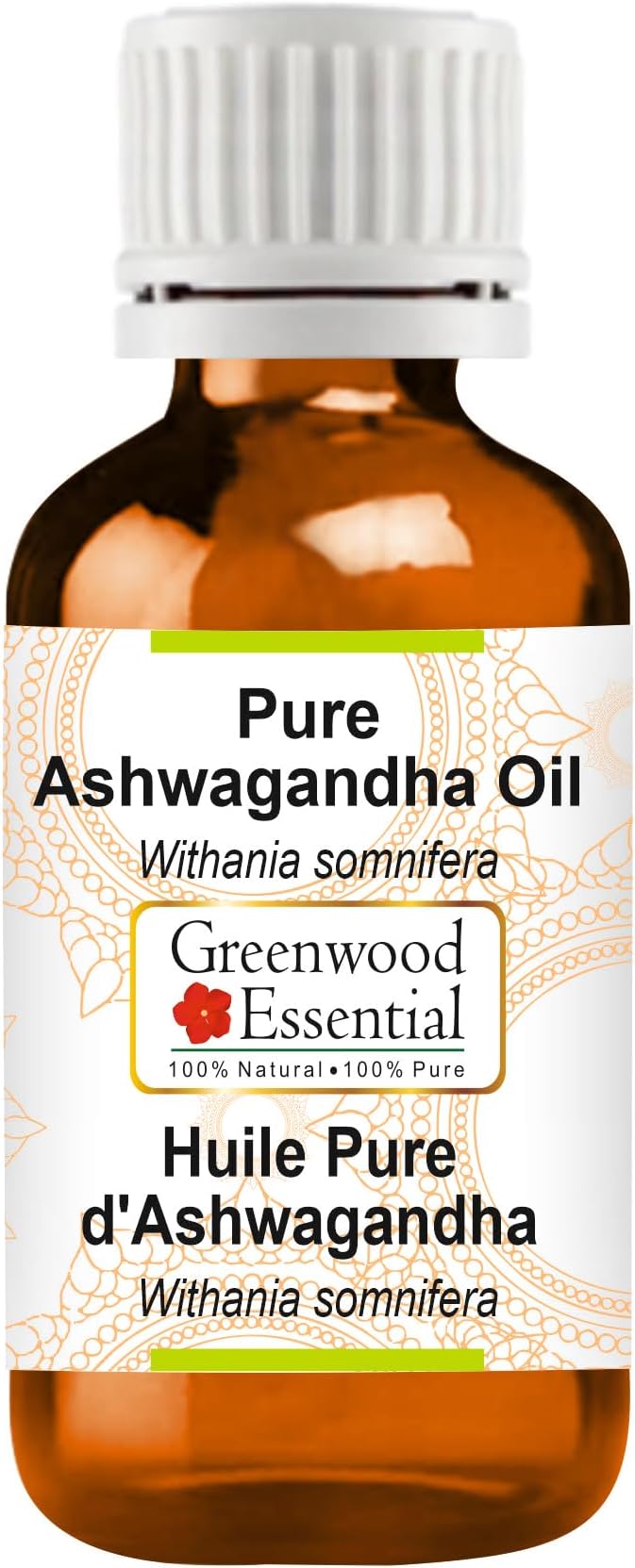 Greenwood Essential Ashwagandha Oil (Withania somnifera) | Infused | Pure | Non-Sticky | Lightweight | Ayurvedic | For Body Massage | Men & Women | 15ml (0.50 oz)