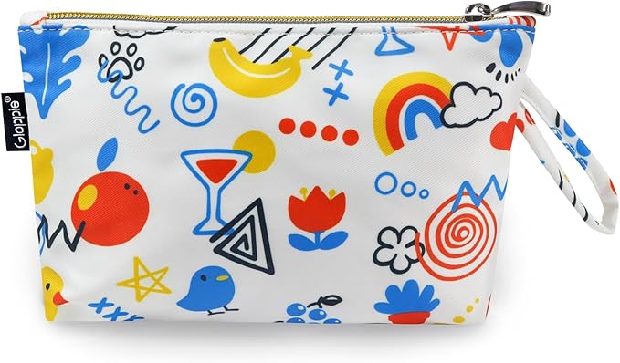 Gloppie Small Makeup Bag Cosmetic Bag for Purse Cute Makeup Pouch White