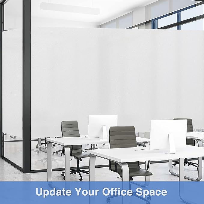 Volcanics Frosted Glass Window Privacy Film with Installation Tools, Removable Static Cling Bathroom Window Film, Heat Control UV Blocking, Peep-Proof, Ideal for Home Office 17.5 x 78.7 Inches