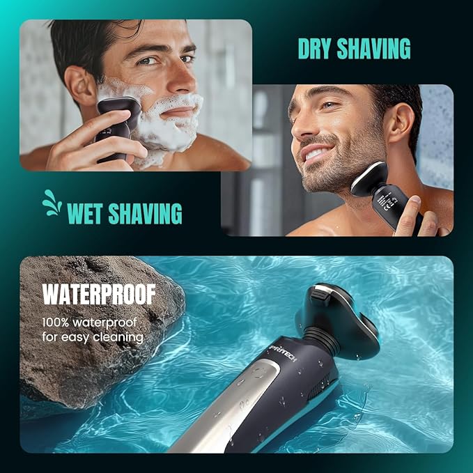 Electric Razor for Men - Rechargeable Electric Shaver for Men, Rechargeable Waterproof Wet Dry Cordless Razor