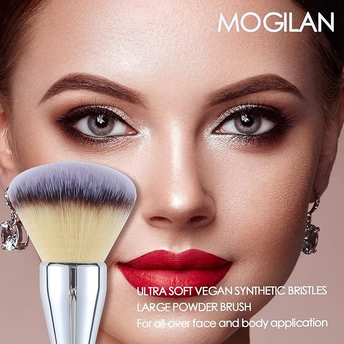 Powder Brush Large Foundation Brush for Pressd Powder Premium Fluffy Synthetic Kabuki Makeup Brush Perfect For Blending Buffing with Loose Powder Liquid Foundation Full Coverage