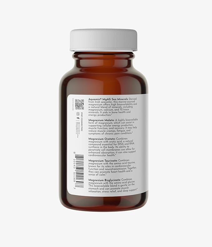 Magnesium Complex – 60‑Capsule Five Bioavailable Magnesium Forms (Aquamin® Sea Minerals, Malate, Orotate, Taurate, Bisglycinate) – Supports Relaxation, Sleep, Mood, Heart & Nervous System