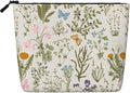 MOLAIGIN Vintage Color Plants Herbs Floral Butterfly Botanical Cosmetic Bag For Women, Travel Makeup Bag, Toiletry Zipper Bag, Large Capacity Aesthetic Cases