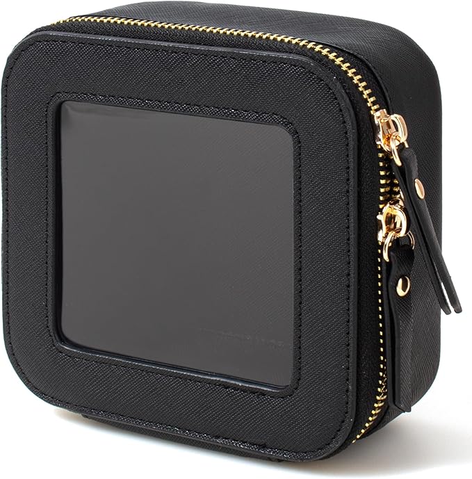 KOTORA Small Makeup Bag for Purse Cute Travel Makeup Bag Clear Cosmetic Bag with Zipper, Car Make Up Bag Organizer Storage Traveling Car Accessories Travel Essentials for Women (Mini Black)