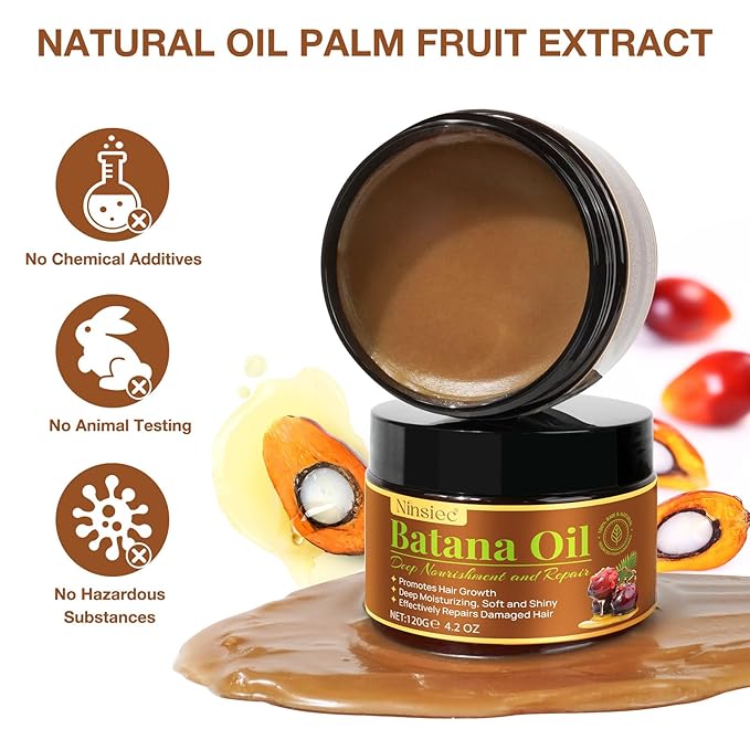 Raw Batana Oil for Hair Growth, Pure Unrefined and Organic Dr. Sebi Hair Growth Oil from Honduras, Batana Hair Growth Oil for Repairs Damaged Hair & Prevent Hair Loss (1pcs)
