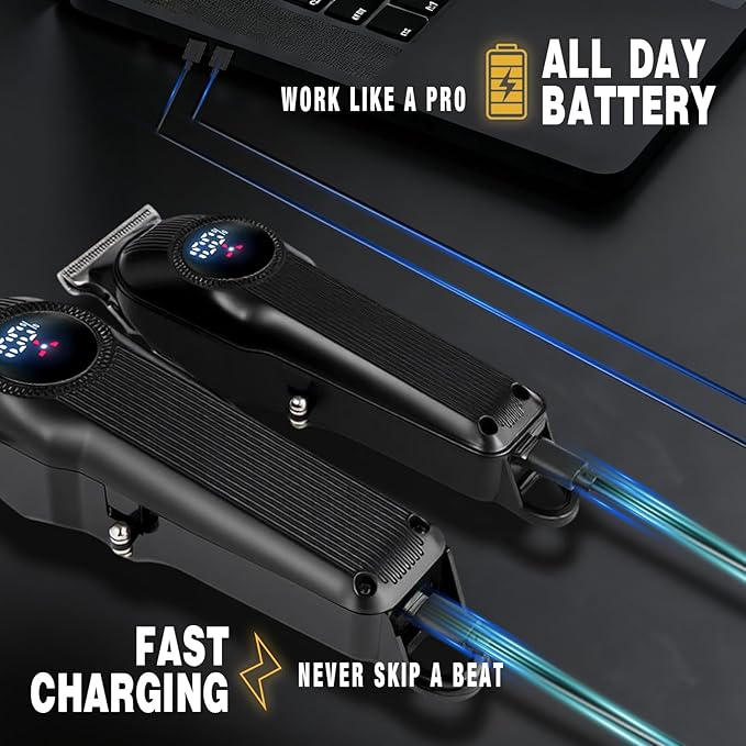Hair Clippers for Men Professional Clippers and Trimmers Set, Cordless Hair Clippers, Haircutting Machine with LED Display for Barber Mens Grooming Kit