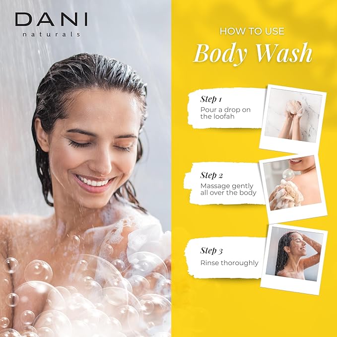 DANI Naturals Body Wash - Warm Sandalwood Vanilla Scent with Organic Aloe Vera & Natural Glycerin - Sulfate & Paraben-Free Shower Gel - For Men & Women - 12 oz - Vegan & Cruelty-Free