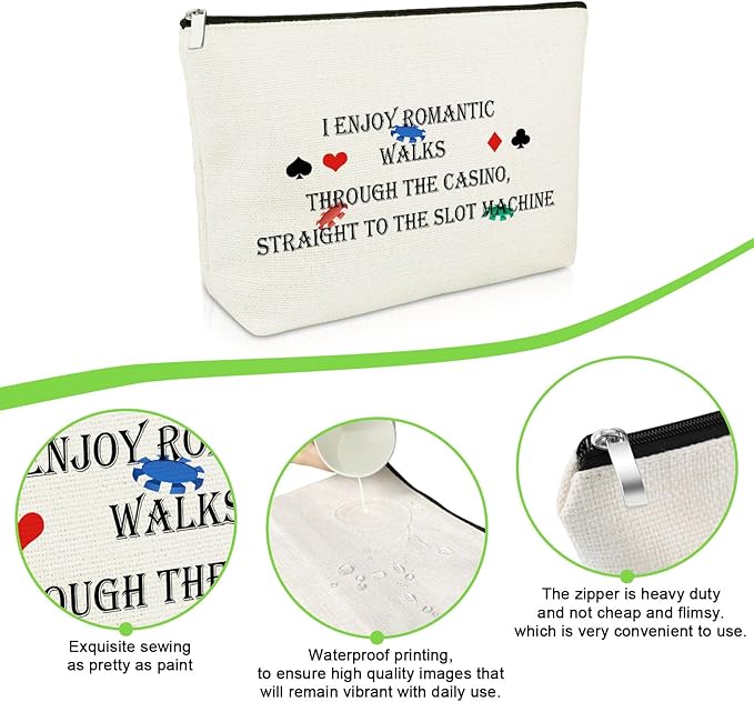Funny Gambling Gifts Makeup Bag Casino Lover Gift Gambler Presents Lucky Casino Cosmetic Bag Friendship Presents for Best Friend Sister Coworker Gambler Lover Christmas Birthday Travel Cosmetic Pouch