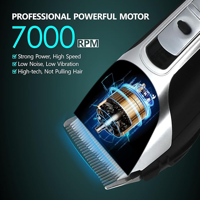 The Fadify 2.0 Cordless Hair Clippers for Men, 7000RPM Professional Barber Clippers Detachable Inclined Blade, Mens Hair Clippers Fading Culture Hair Trimmer Cutting Kit Rechargeable LCD Men Boy Gift
