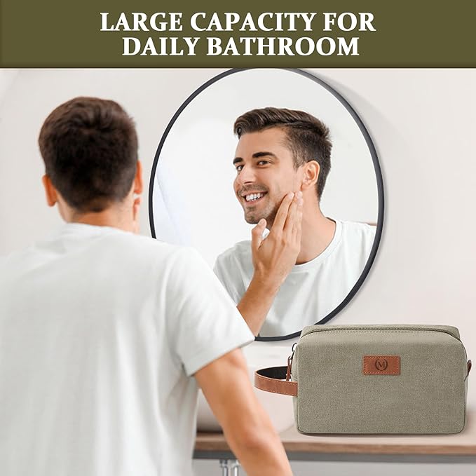 Janhavi Personalized Waterproof Toiletry Bag for Men,Gifts for Boyfriend,Toiletry Bag For Shower Caddy,Engraved Initials & Wheat Ear, Mens Toiletry Travel Bag,Travel Essentials for Men(Olive Green J)