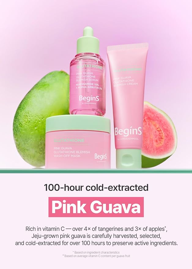 Pink Guava Glutathione Blemish Serum 1.01 Fl Oz, Uneven Skin Tone Care Serum with 99% Pure Glutathion, Niacinamide, Vitamin C, Fast-Absorbing Hydrating Texture, Korean Skincare