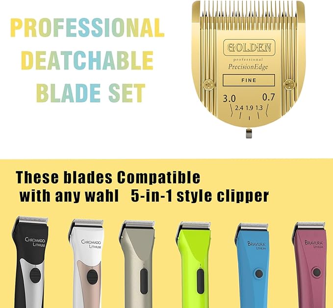 Audoc Adjustable 5 in 1 Blades Dog Grooming Blades Compatible with Wahl Animal Clipper Arco, Bravura, Chromado, Creativa, Figura, and Motion Pet, Dog, and Horse