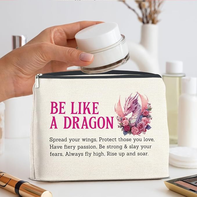 Dragon Lover Makeup Bag - Motivational Gifts Cosmetic Pouch With Zipper - Be Like a Dragon