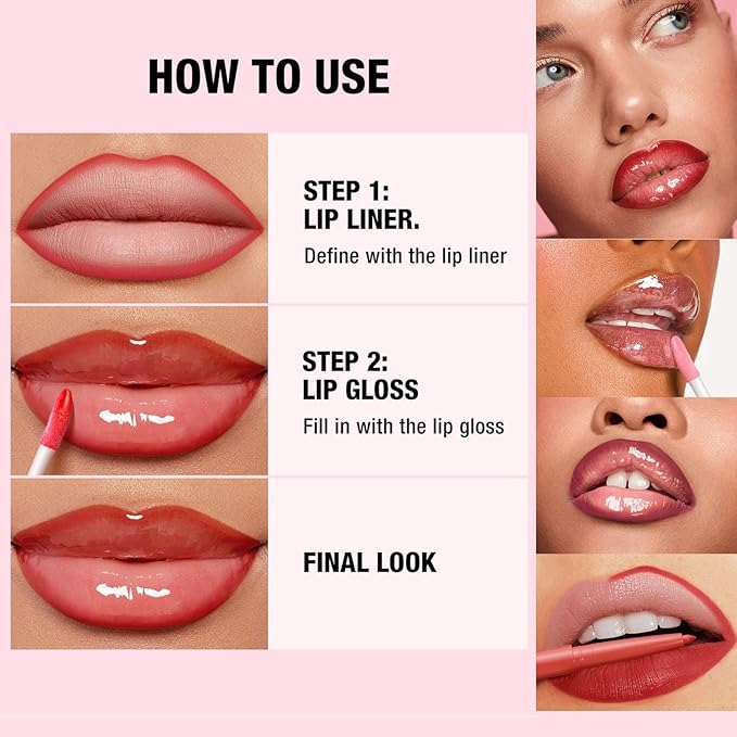 Nude Lip Liner Waterproof Lip Kit With Lip Liner and Gloss Long Lasting Pluming Smudge proof Highly Pigmented Lip Liner Set with Lipgloss (04# Nude)