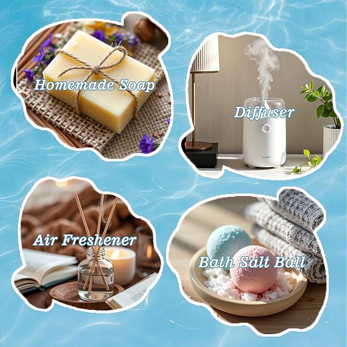 Beach Fragrance Essential Oil Set - Ocean Breeze, Bay Rum, Pineapple, Autumn Wreath, Mango, Papaya 6x10ML for Diffusers, Aromatherapy, Massage, Perfume, Soap Making and Candle