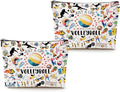 2pcs Volleyball Cosmetic Bag for Women, Volleyball Makeup Bag Pouch Accessories for Players Teams Stuff, Sport Party, Birthday Graduation Gifts for Her Women Friends