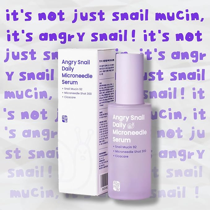 Daily Microneedle Serum "Angry Snail" – 92% Snail Mucin, Microneedle Shot 300, Cica Care, Hydration Serum, Glass Skin, Korean Beauty, 1.69 fl oz / 50ml