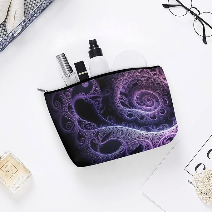 Fashion Zipper Cosmetic Case, Portable Makeup Case, Personality Toiletry Bag, Trippy Abstract Purple Tie Dye Travel Cosmetic Toiletry Bag
