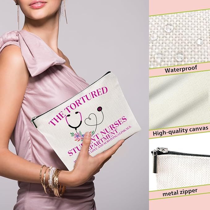 Nurse Practitioner Gifts Makeup Bag, Nurse Accessories Cosmetic Bag, Nursing Travel Organizer Zipper Pouch Thank You Nurses Week Gifts for Women Registered Nurses Physician Assistant, Blue