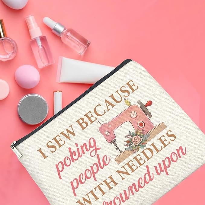 Sewing Gifts Makeup Bag Sewing Lover Gifts Sewer Gift for Women Sewing Lovers Cosmetic Bag Zipper Makeup Pouch