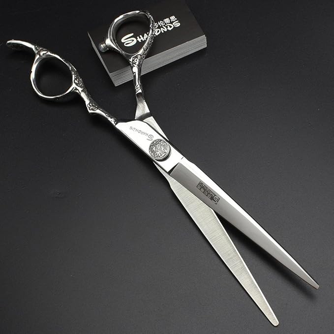 6/7-Inch Professional Hair Scissors Haircut Rose Pattern Hair Scissors Styling Tools Japanese Stainless Steel Scissor Set (7-in cutting scissors)