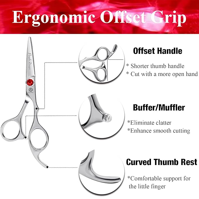 Purple Dragon 4.5 Barber Hair Cutting Scissors Small Moustache Shears with Bag- Perfect for Professional Hairstylist, Hairdresser (4.5 inch)