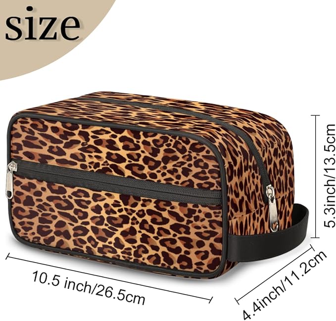 Leopard Cheetah Skin Print Travel Toiletry Bag for Women Men Lightweight Cosmetic Makeup Bag Organizer Waterproof Shaving Bag Dopp Kit with Large Capacity for Toiletries and Shaving Accessories
