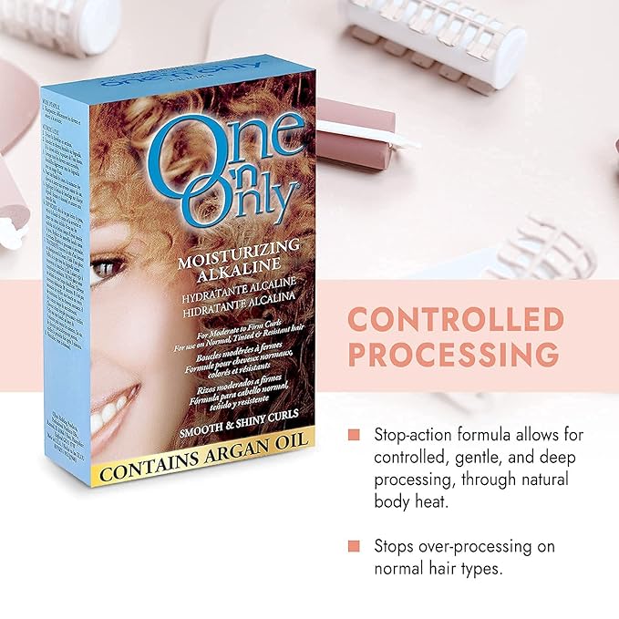 One 'n Only Moisturizing Alkaline Perm with Argan Oil, Moderate to Firm Curls, Fresh Scent, True-to-Rod Size Curls, Leaves Hair Shiny, Moisturized, and Manageable, (Pack of 2)