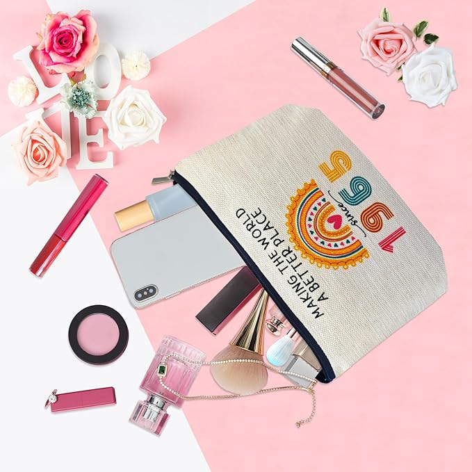 ancpeany 60th Birthday Gifts for Women Her, Happy 60th Birthday Decorations for Wife, Mom, Grandma, Friend, 1965 60 Year Old Gift Ideas Makeup Bag, Mothers Day, Christmas Cosmetic Travel Zipper Pouch